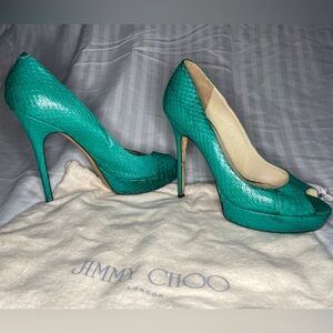 Jimmy Choo Teal Peep Toe Heels